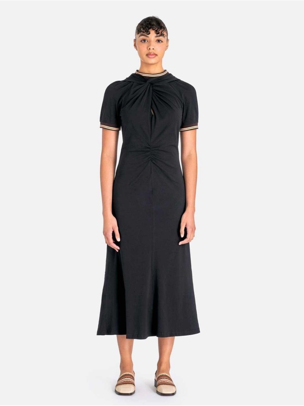 Wales Bonner Black Twist-Detail Midi Dress